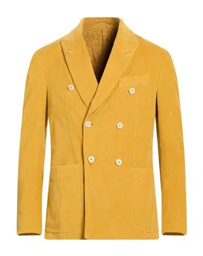 Caruso Man Blazer Marigold Size 40 Cotton, Elastane In Yellow