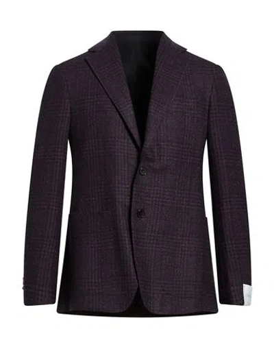 Caruso Man Blazer Midnight Blue Size 38 Wool In Brown