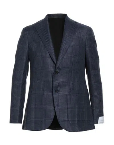 Caruso Man Blazer Midnight Blue Size 42 Linen, Wool