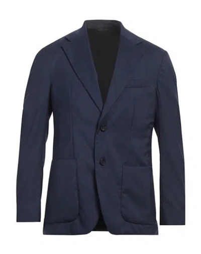 Caruso Man Blazer Midnight Blue Size 44 Wool, Silk