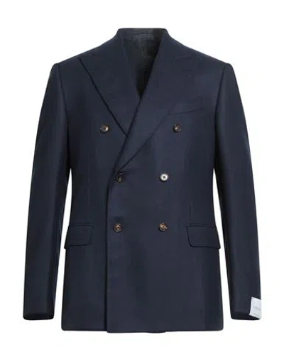 Caruso Man Blazer Midnight Blue Size 46 Wool