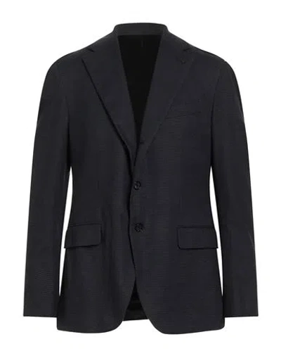 Caruso Man Blazer Midnight Blue Size 48 Cotton In Black