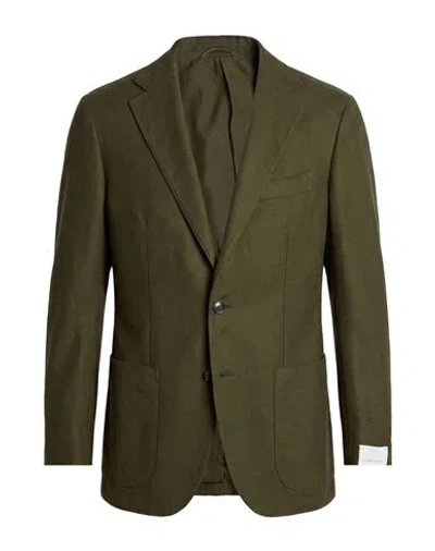 Caruso Man Blazer Military Green Size 40 Wool