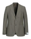 Caruso Man Blazer Military Green Size 44 Linen, Cotton In Green