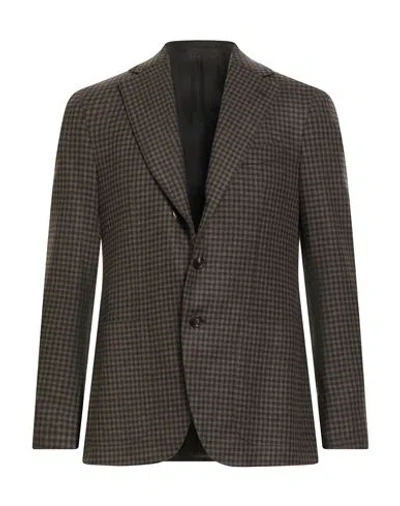 Caruso Man Blazer Military Green Size 46 Wool, Cashmere