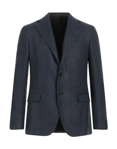 Caruso Man Blazer Navy Blue Size 40 Wool, Linen, Cashmere
