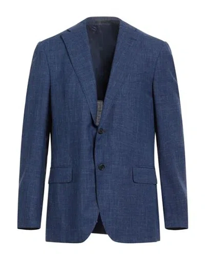 Caruso Man Blazer Navy Blue Size 46 Wool, Silk, Linen