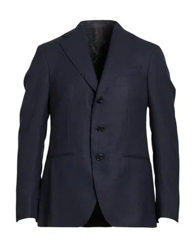 Caruso Man Blazer Navy Size 36 Wool In Blue