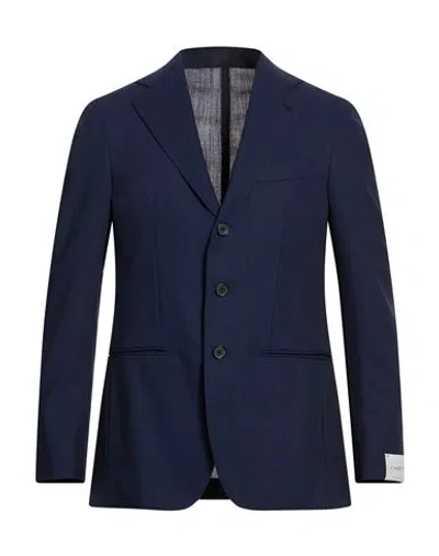 Caruso Man Blazer Navy Size 38 Wool In Blue