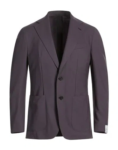 Caruso Man Blazer Navy Size 40 Wool In Brown