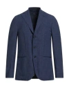 Caruso Man Blazer Navy Size 40 Wool, Linen In Blue