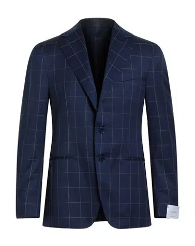 Caruso Man Blazer Navy Size 44 Wool In Blue