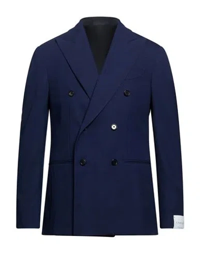 Caruso Man Blazer Navy Size 44 Wool, Elastane, Polyamide In Blue