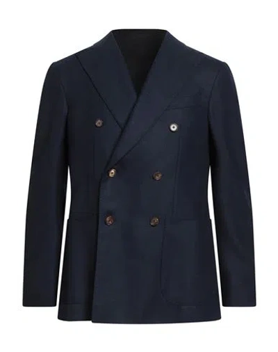Caruso Man Blazer Navy Size 46 Wool In Blue