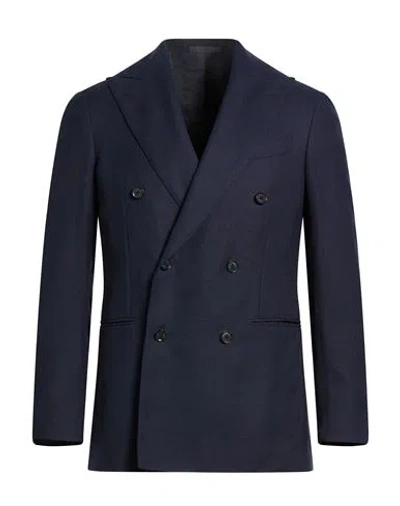 Caruso Man Blazer Navy Size 46 Wool In Blue