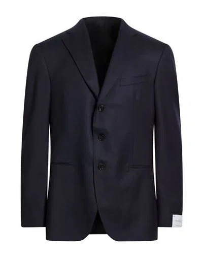 Caruso Man Blazer Navy Size 48 Wool In Blue