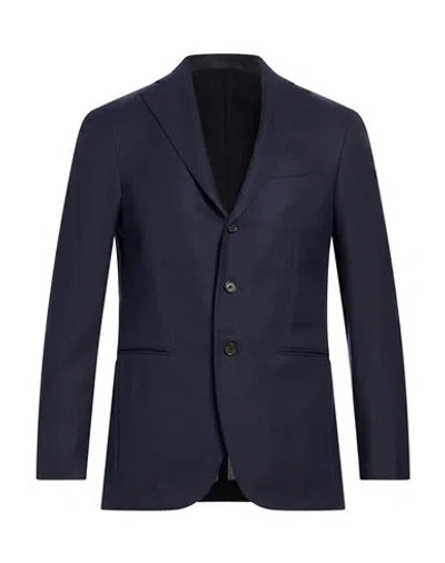 Caruso Man Blazer Navy Size 48 Wool In Blue