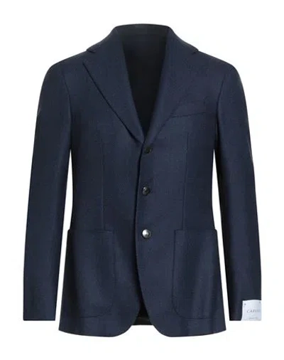 Caruso Man Blazer Navy Size 50 Wool In Blue