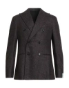 Caruso Man Blazer Plum Size 42 Wool, Silk, Cashmere In Black
