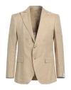 Caruso Man Blazer Sand Size 42 Linen, Silk In Beige