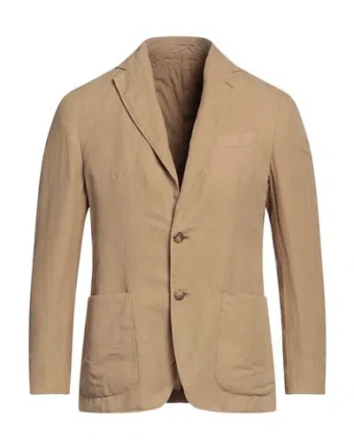 Caruso Man Blazer Sand Size 44 Lyocell, Linen, Cotton In Beige