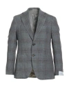 Caruso Man Blazer Slate Blue Size 44 Linen, Cotton In Gray