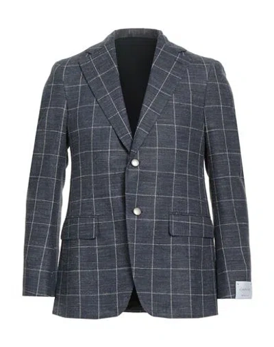 Caruso Man Blazer Slate Blue Size 44 Silk, Linen, Polyamide