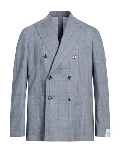 Caruso Man Blazer Slate Blue Size 44 Wool