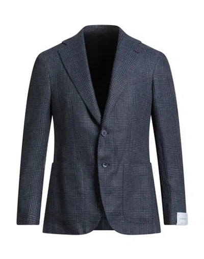 Caruso Man Blazer Slate Blue Size 46 Linen, Wool