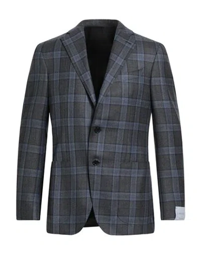 Caruso Man Blazer Slate Blue Size 46 Wool