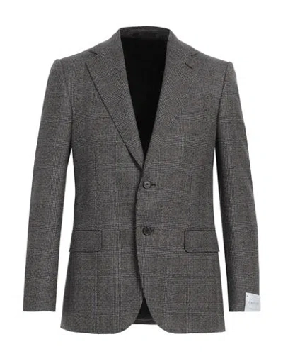 Caruso Man Blazer Steel Grey Size 46 Wool