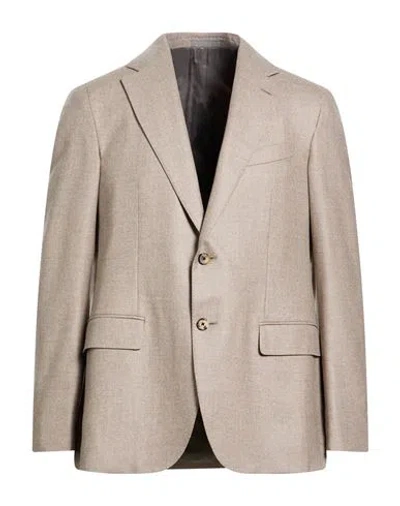 Caruso Man Blazer Taupe Size 42 Wool In Neutral