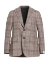Caruso Man Blazer Taupe Size 44 Wool, Silk In Brown