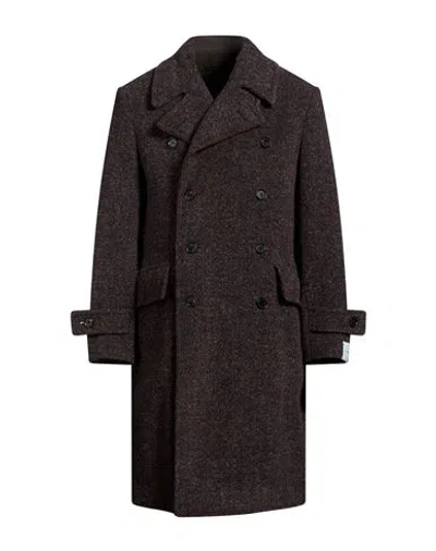 Caruso Man Coat Burgundy Size 38 Wool, Polyester In Red