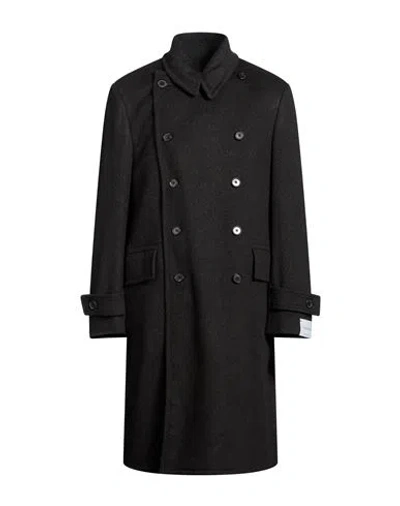 Caruso Man Coat Charcoal Size 36 Wool In Grey
