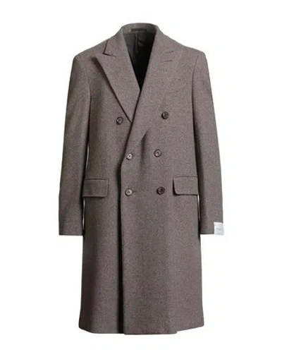 Caruso Man Coat Grey Size 44 Wool, Cashmere In Brown