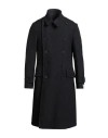 Caruso Man Coat Midnight Blue Size 42 Wool In Black
