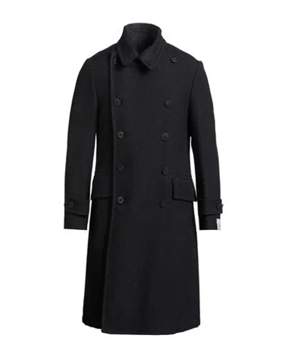 Caruso Man Coat Midnight Blue Size 42 Wool In Black