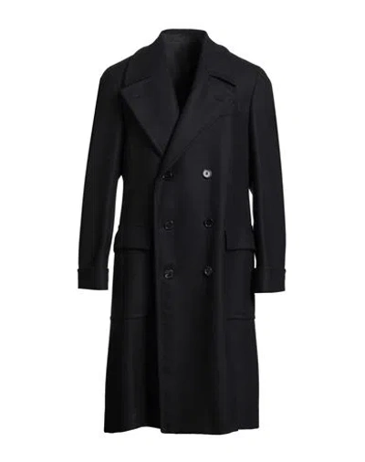 Caruso Man Coat Midnight Blue Size 42 Wool, Cashmere In Black