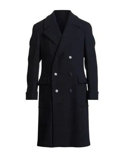Caruso Man Coat Midnight Blue Size 42 Wool, Cashmere In Black