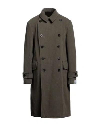 Caruso Man Coat Military Green Size 36 Wool, Linen, Polyamide