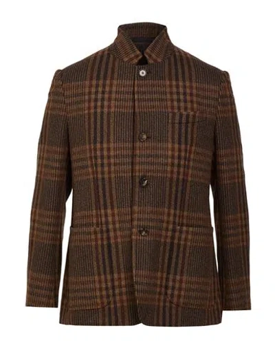 Caruso Man Jacket Camel Size 40 Wool, Cashmere, Elastane In Brown