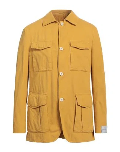 Caruso Man Jacket Marigold Size 44 Cotton In Yellow