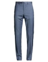 Caruso Man Pants Blue Size 40 Wool, Elastane In Blue