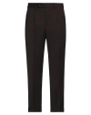 Caruso Man Pants Dark Brown Size 38 Wool, Elastane In Brown