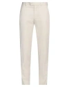 Caruso Man Pants Ivory Size 36 Cotton, Elastane In White