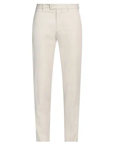 Caruso Man Pants Ivory Size 38 Cotton, Elastane In White