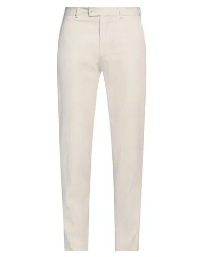 Caruso Man Pants Ivory Size 36 Cotton, Elastane In White