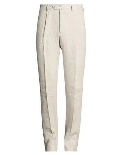 Caruso Man Pants Light Grey Size 40 Linen In Gray