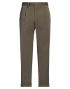 Caruso Man Pants Military Green Size 36 Cotton, Elastane In Green